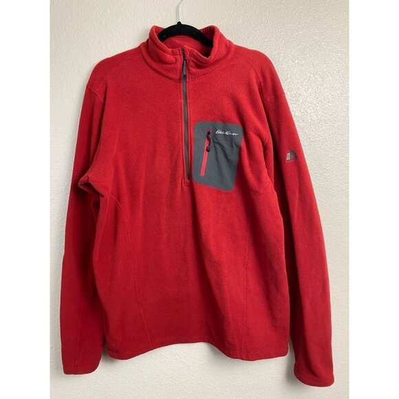 Eddie Bauer Mens First Ascent Red Quarter zip Fleece Jacket size Large Tall‎ - Picture 1 of 12